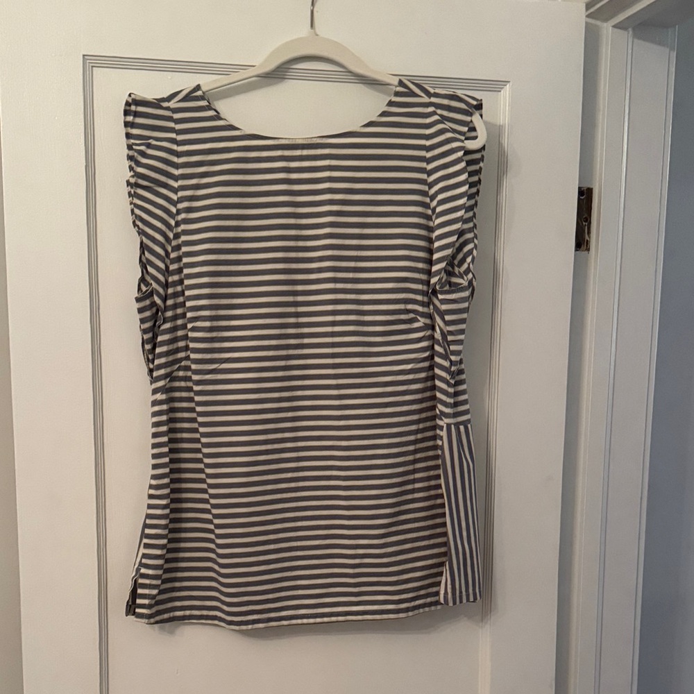 LOFT Blue and White Striped Top